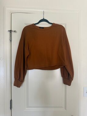 Public Desire Cropped Chestnut Brown Sweatshirt